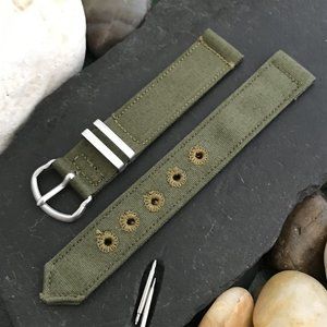 5/8" OD Green Poplin Canvas Military WWII A-11 ORD nos 1940s Vintage Watch Band